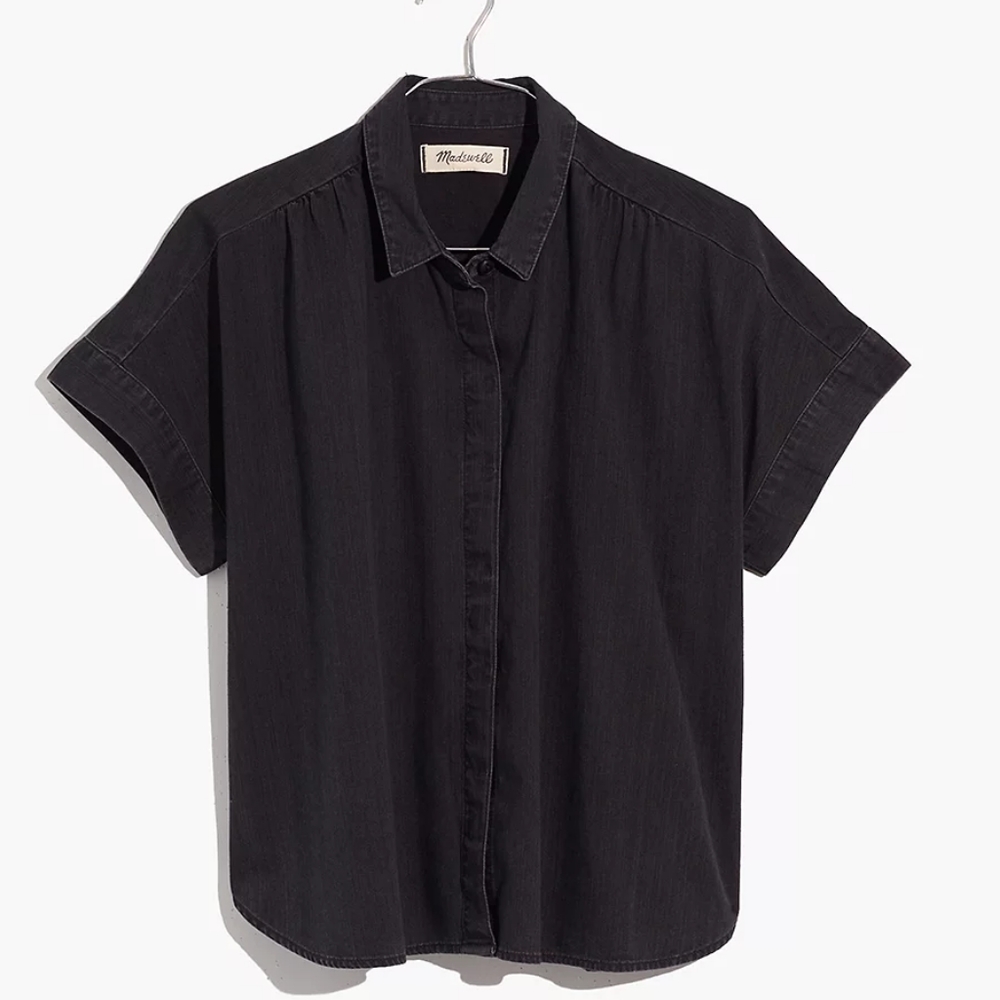 Madewell black denim top blouse medium